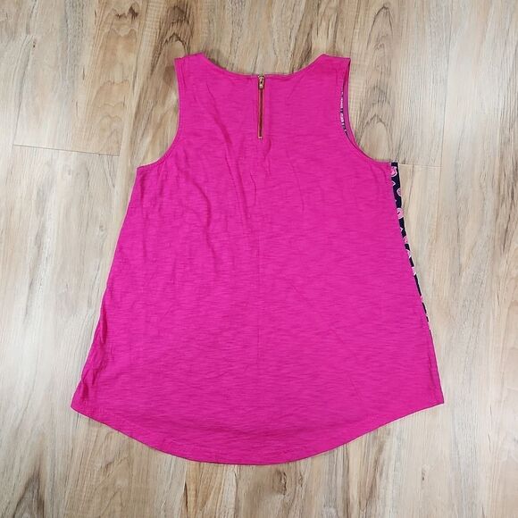 🔸️Lilly Pulitzer Blue & Pink Hart Lips Sleeveless Top Small - Picture 3 of 12